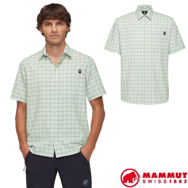【MAMMUT 長毛象】男 Lenni 輕量環保快乾短袖襯衫/1015-01660-1303 鼠尾草銀綠/地層灰藍✿30E010